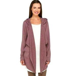 LOGO Lounge by Lori Goldstein French Terry Cascade Hooded Cardigan